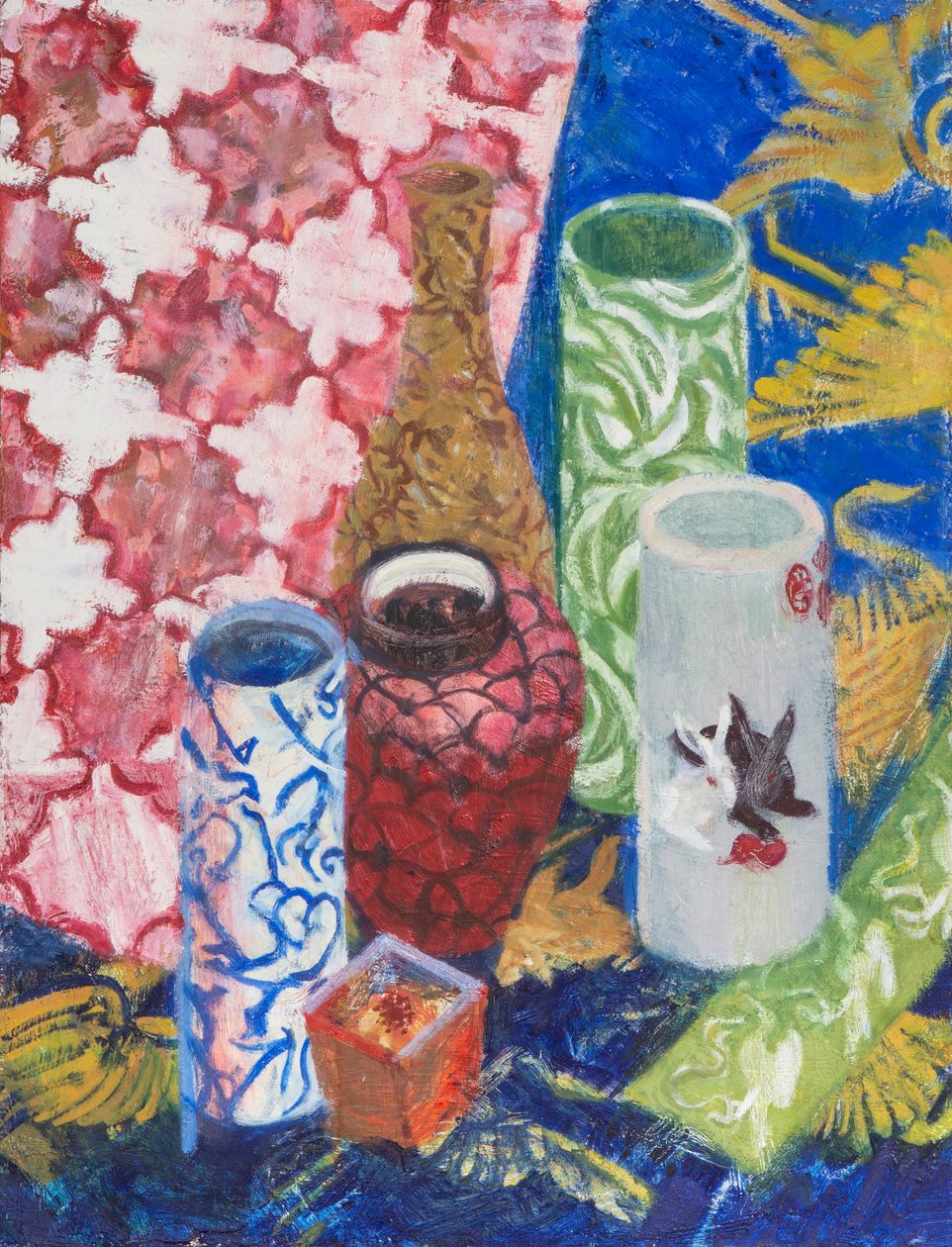Naturaleza muerta con cinco jarrones, 2007 (óleo sobre lienzo) de Megan Williamson