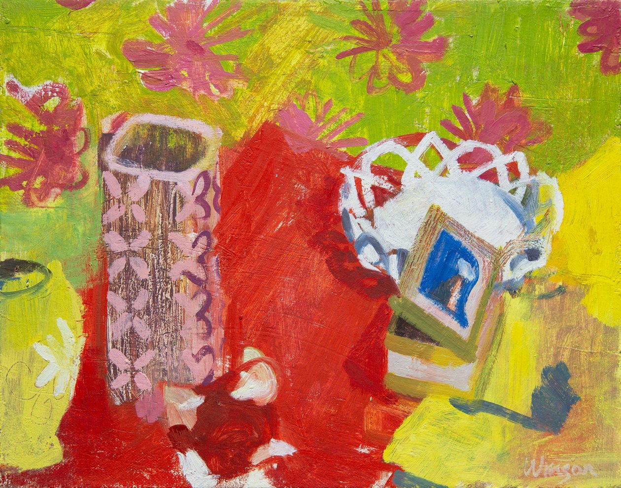 Naturaleza muerta con cesta blanca, 2006 (óleo sobre lienzo) de Megan Williamson