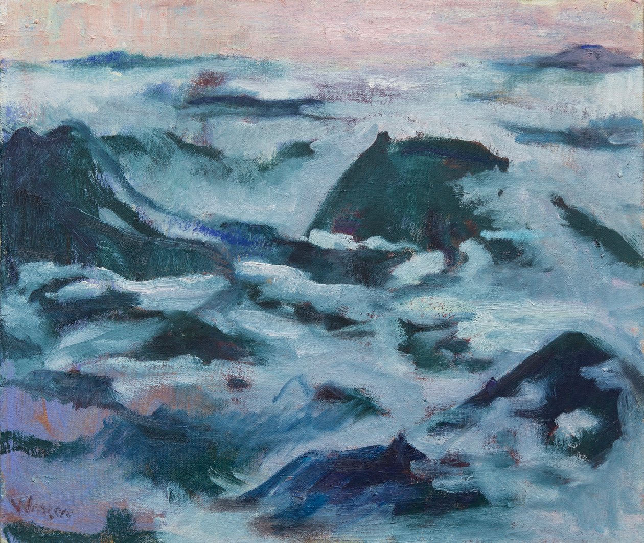 Doce montañas brumosas, 2016 (óleo sobre lienzo) de Megan Williamson