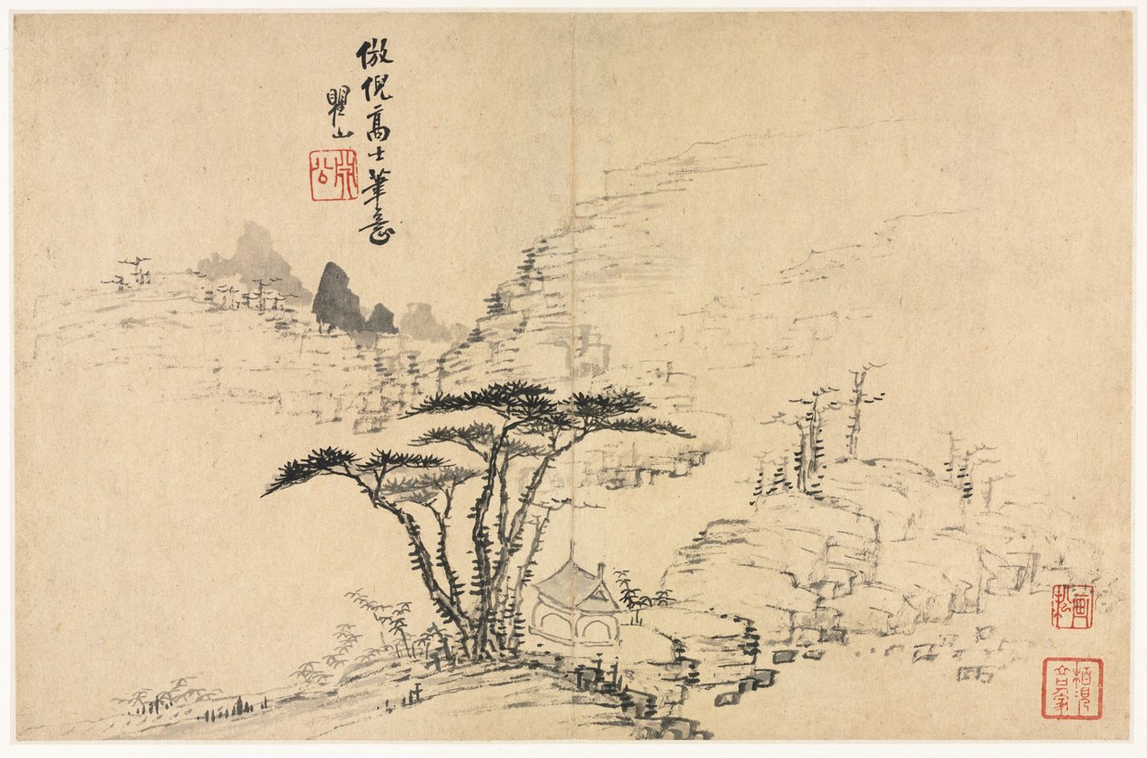Paisajes en varios estilos después de los antiguos maestros de Mei Qing