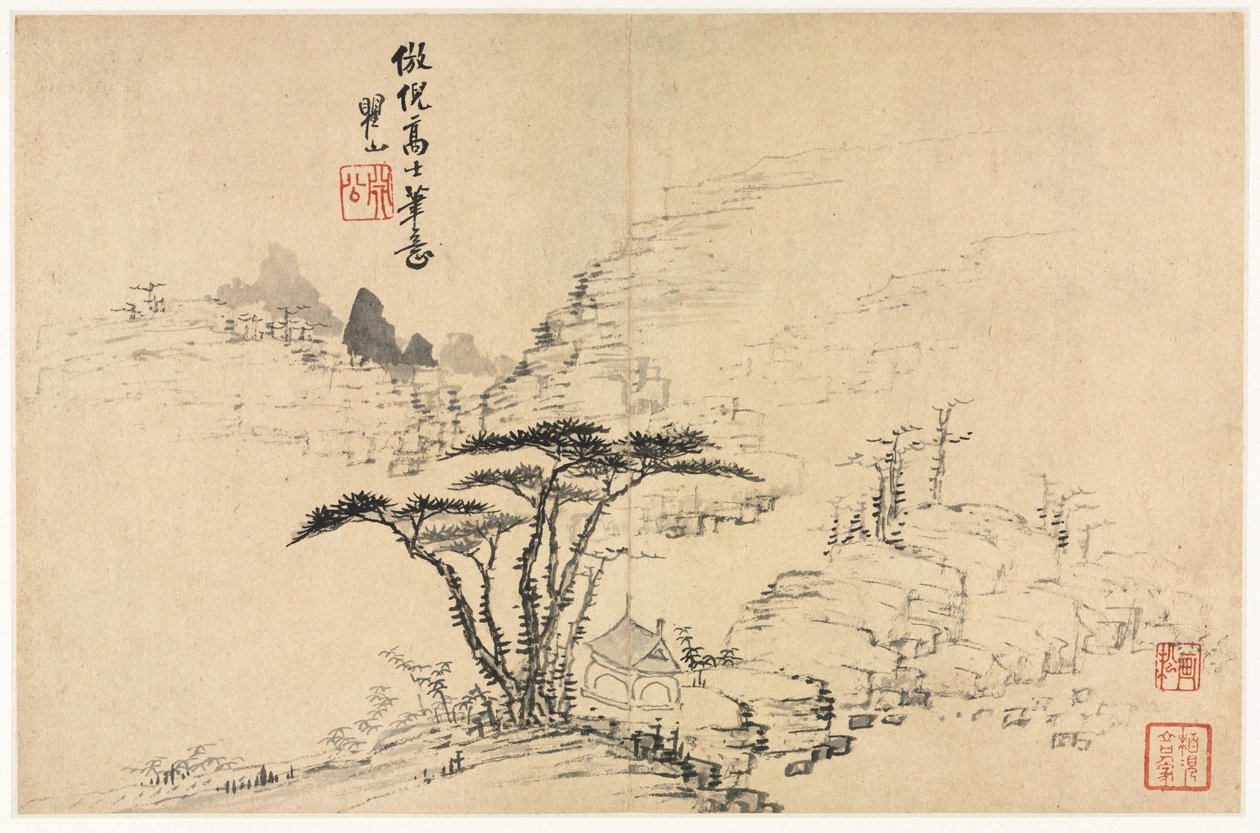 Paisajes en varios estilos después de los antiguos maestros, 1690 de Mei Qing