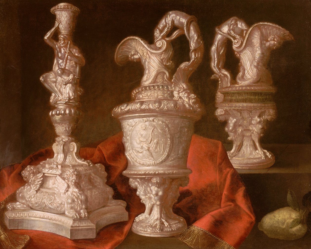 Naturaleza muerta con candelabro de plata de Meiffren Comte