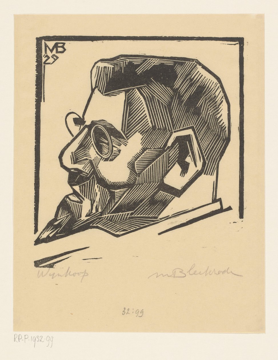 Retrato de David Wijnkoop (título en el objeto) de Meijer Bleekrode (signed by artist)