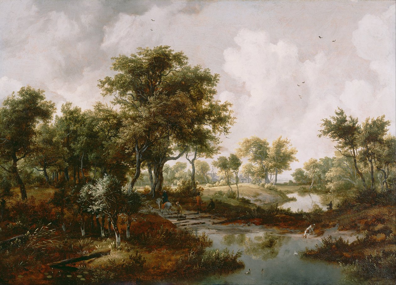 Un paisaje arbolado de Meindert Hobbema