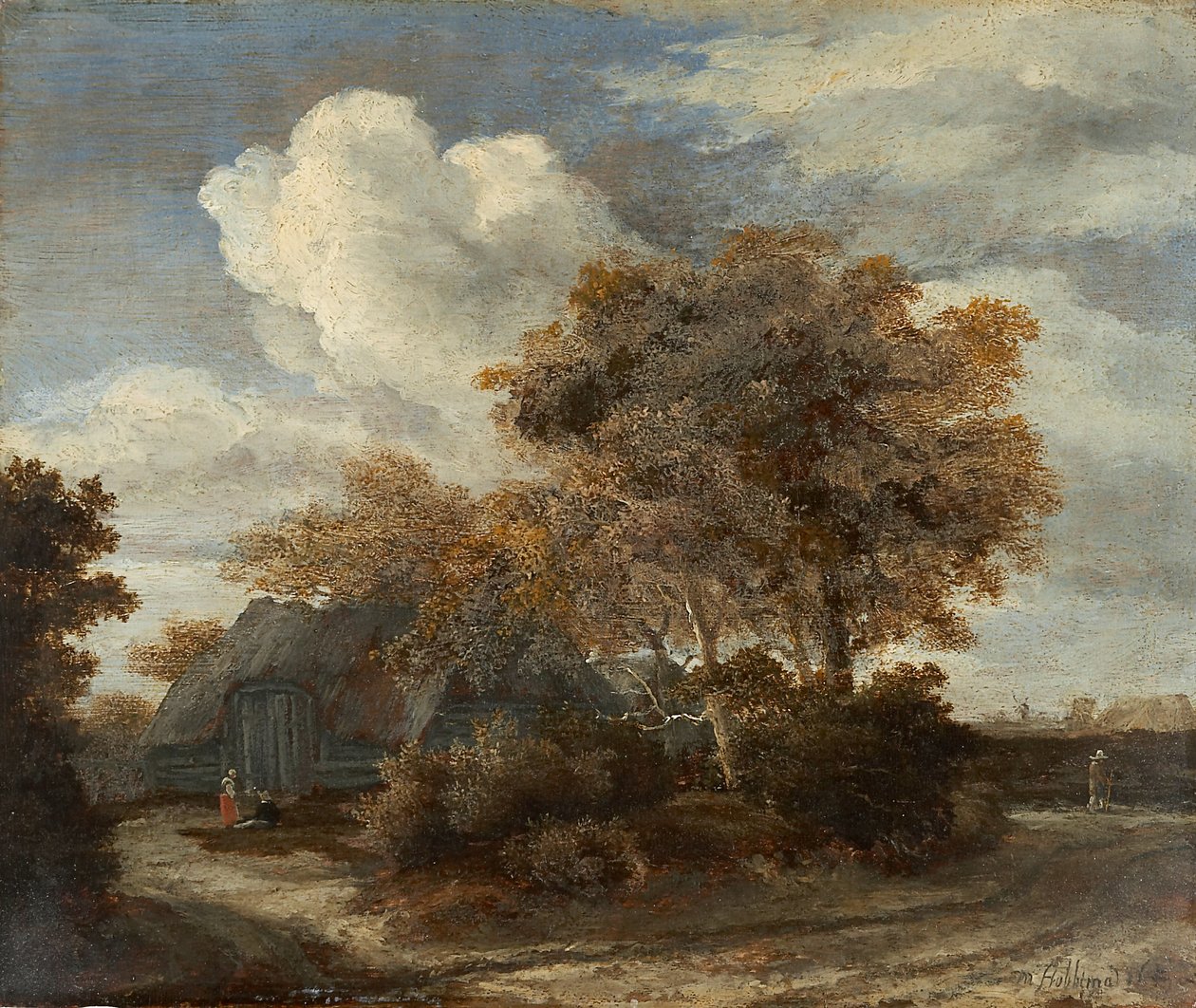 Cabaña al borde de una carretera de Meindert Hobbema