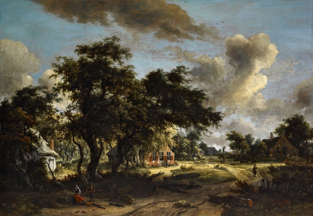 Pueblo entre árboles de Meindert Hobbema