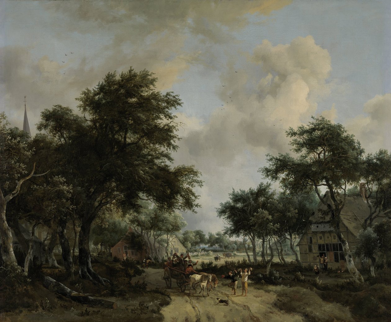 Paisaje arbolado con Merrymakers en un carro
Paisaje con alegres habitantes de Meindert Hobbema