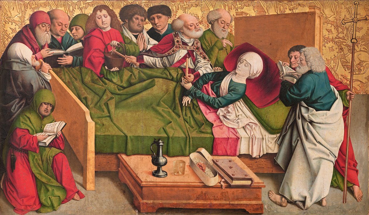Muerte de la Virgen, panel central del llamado tríptico de Pretschlaipfer de Meister von Großgmain