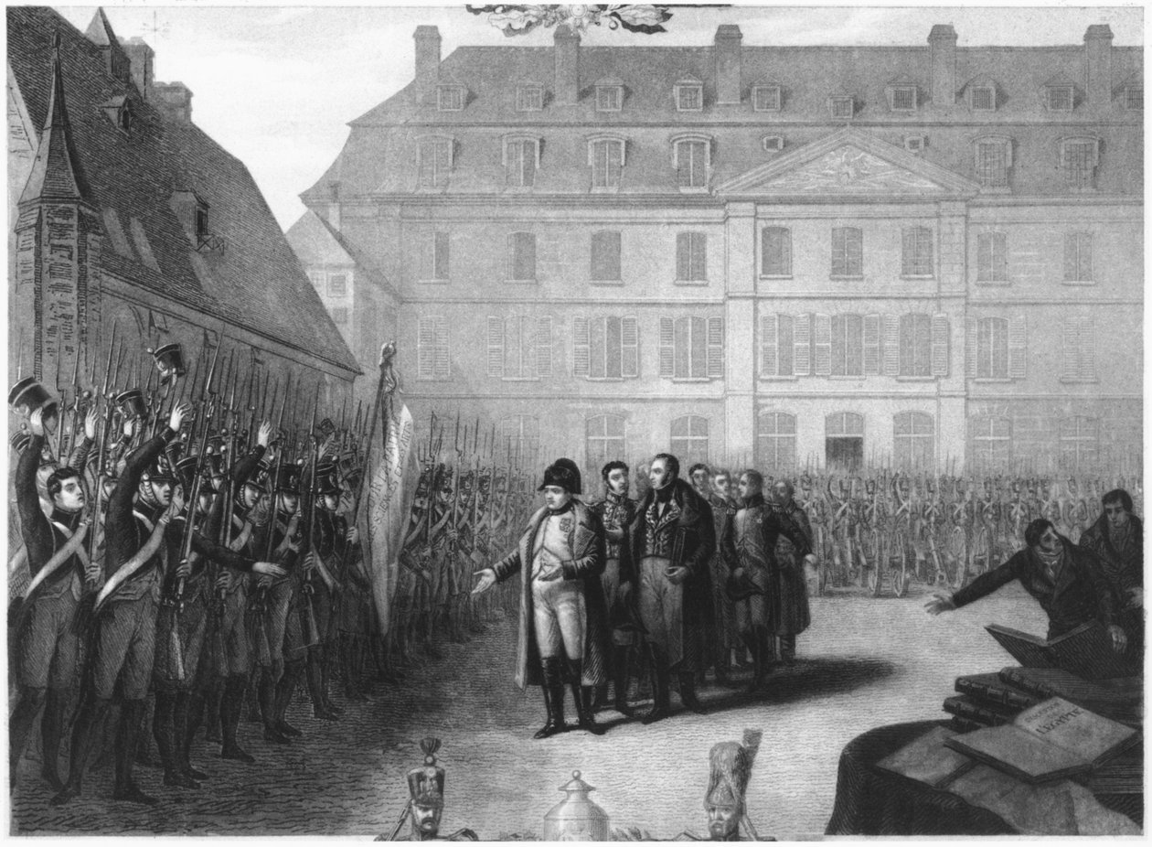 Napoleón (1769-1821) visitando la École Polytechnique el 25 de abril de 1815 de Melchior Peronard