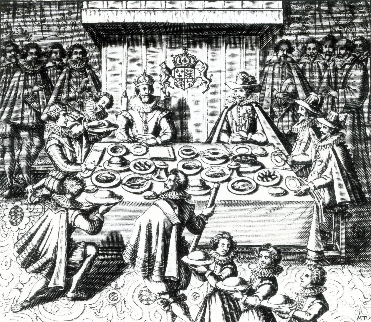 El Rey James festejando con embajadores españoles, 1624 de Melchior Tavernier