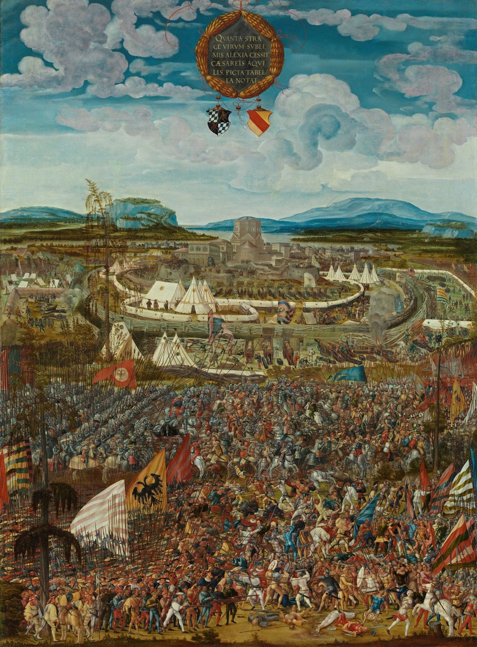 Alemán: Belagerung der Stadt Alesia El anacrónico Asedio para la Batalla de Alesia de Melchior Feselen