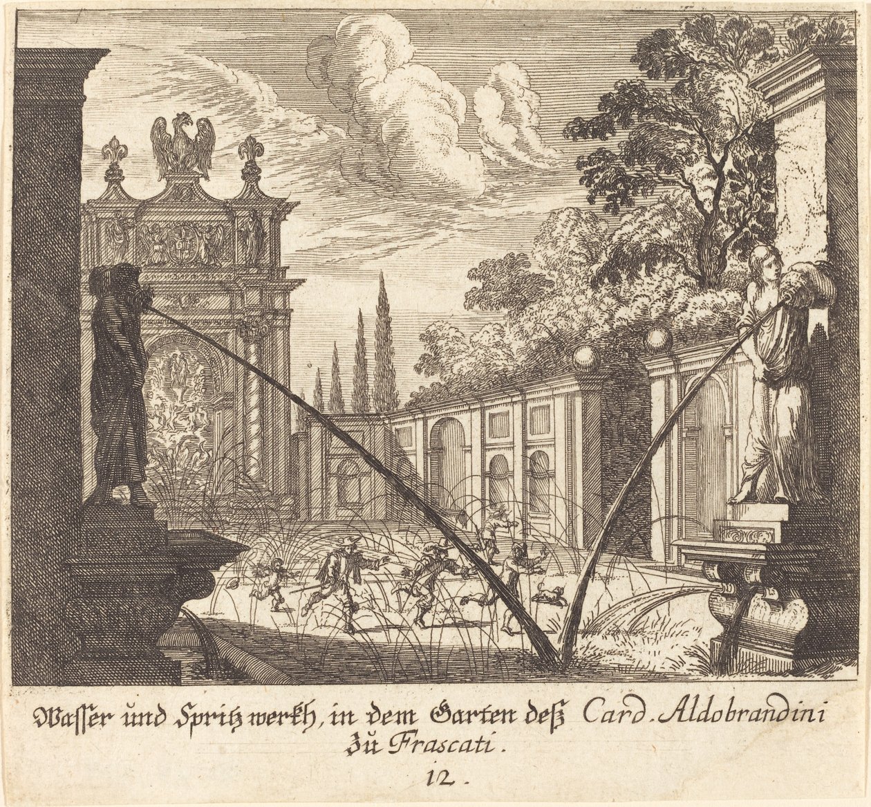 Jardines del Cardenal Aldobrandini, Frascati de Melchior Küsel after Johann Wilhelm Baur