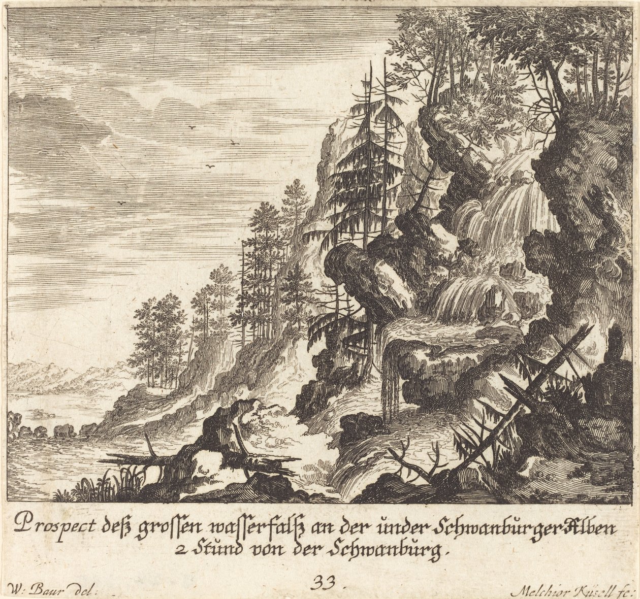 Gran cascada, Schwanburg de Melchior Küsel after Johann Wilhelm Baur