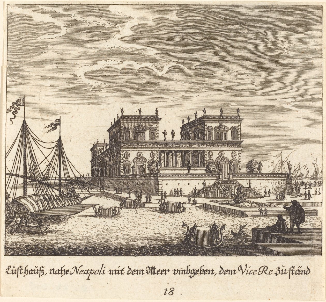 Palacio, Vice Re, Nápoles de Melchior Küsel after Johann Wilhelm Baur
