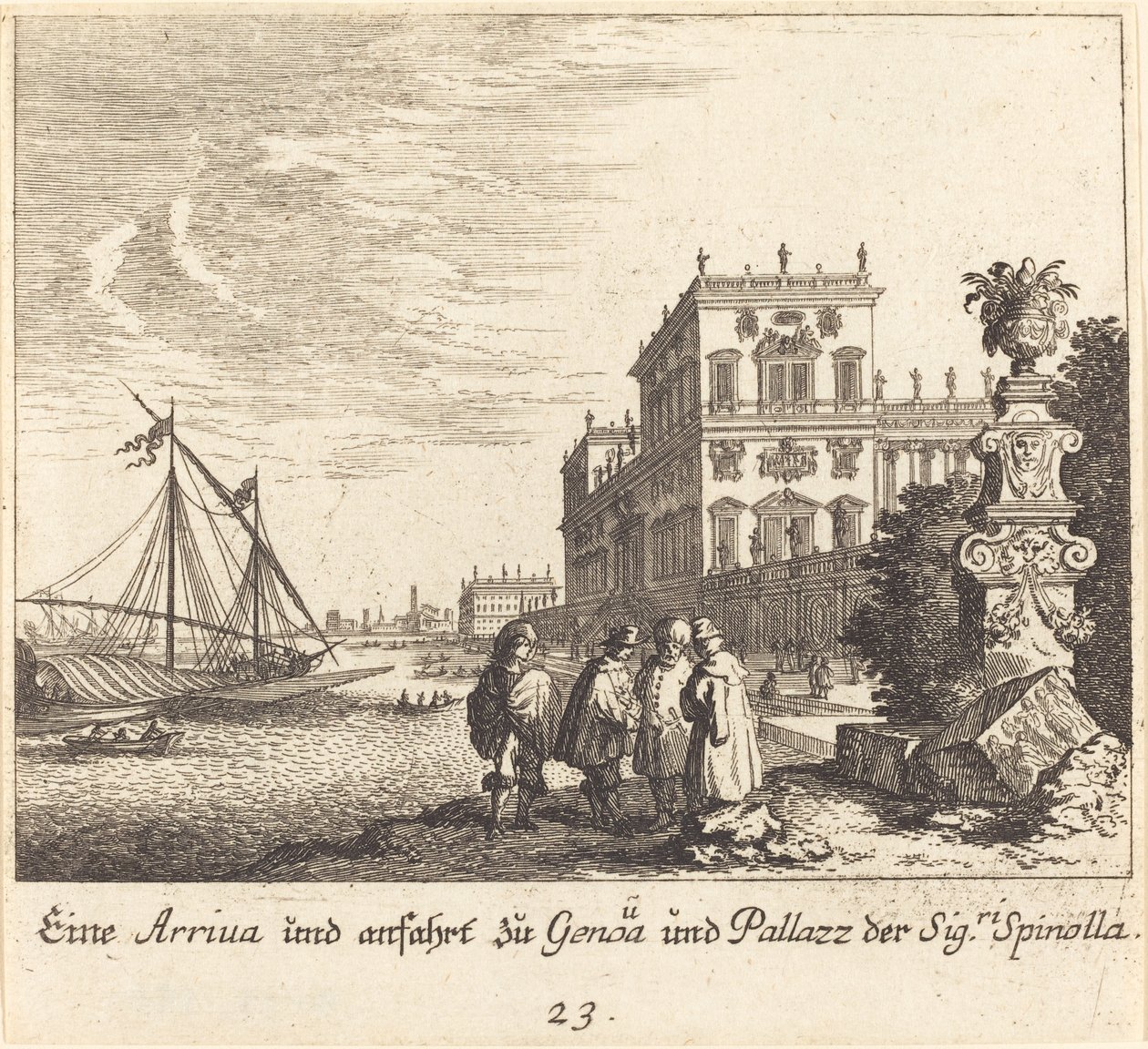 Palazzo Spinolla, Génova de Melchior Küsel after Johann Wilhelm Baur
