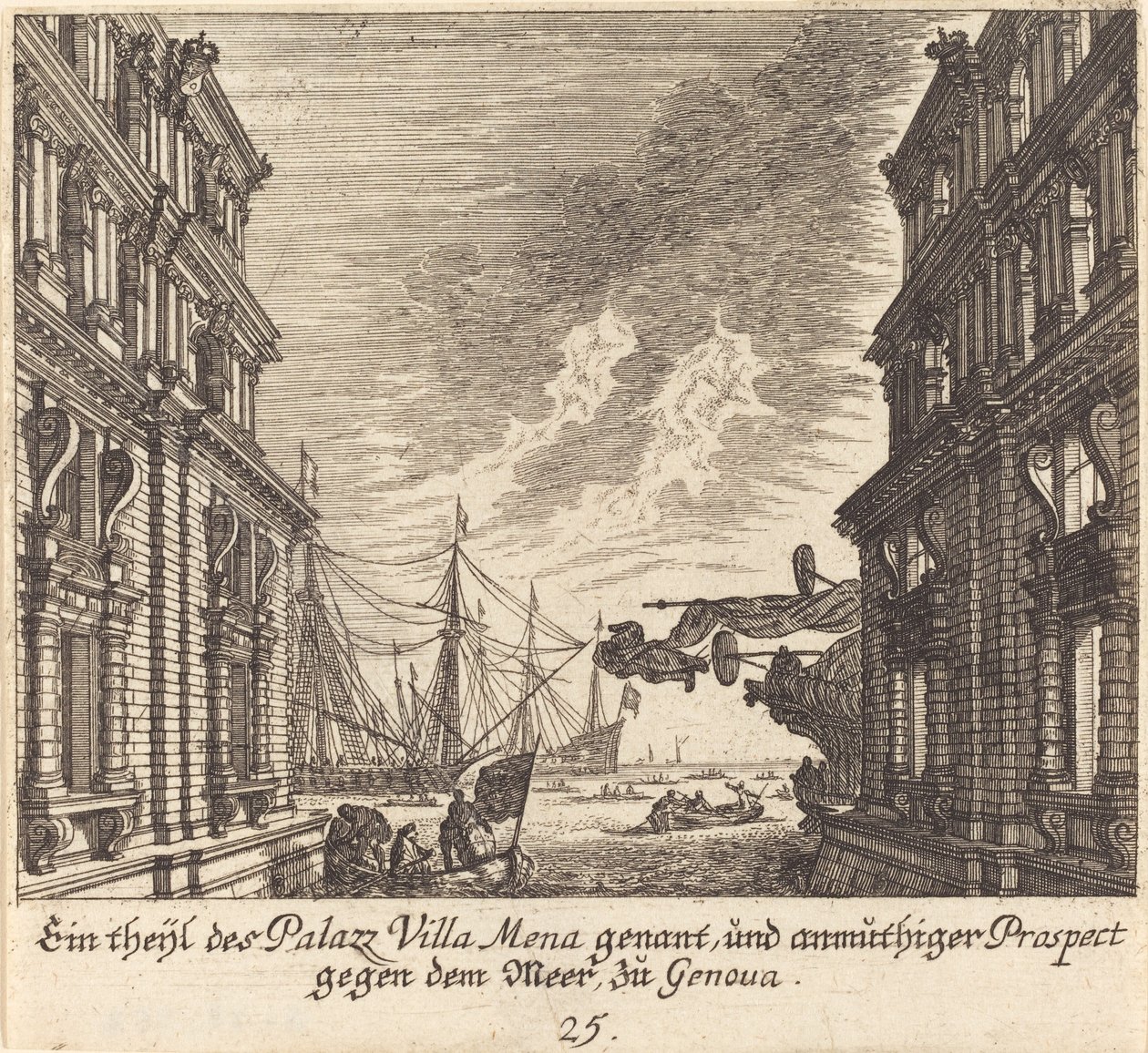 Palazzo Villamena, Génova de Melchior Küsel after Johann Wilhelm Baur