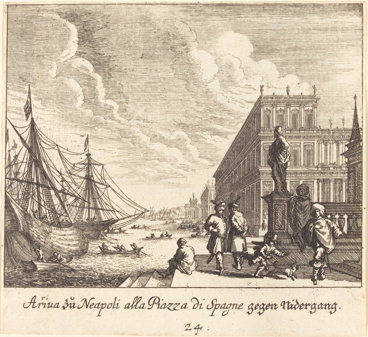 Palacio de España, Nápoles de Melchior Küsel after Johann Wilhelm Baur