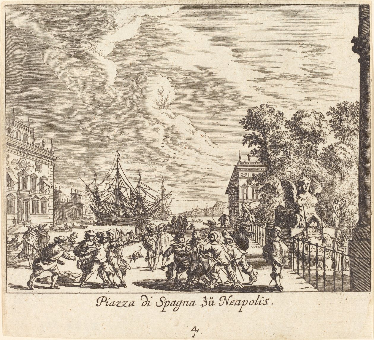 Piazza di Spagna, Nápoles de Melchior Küsel after Johann Wilhelm Baur