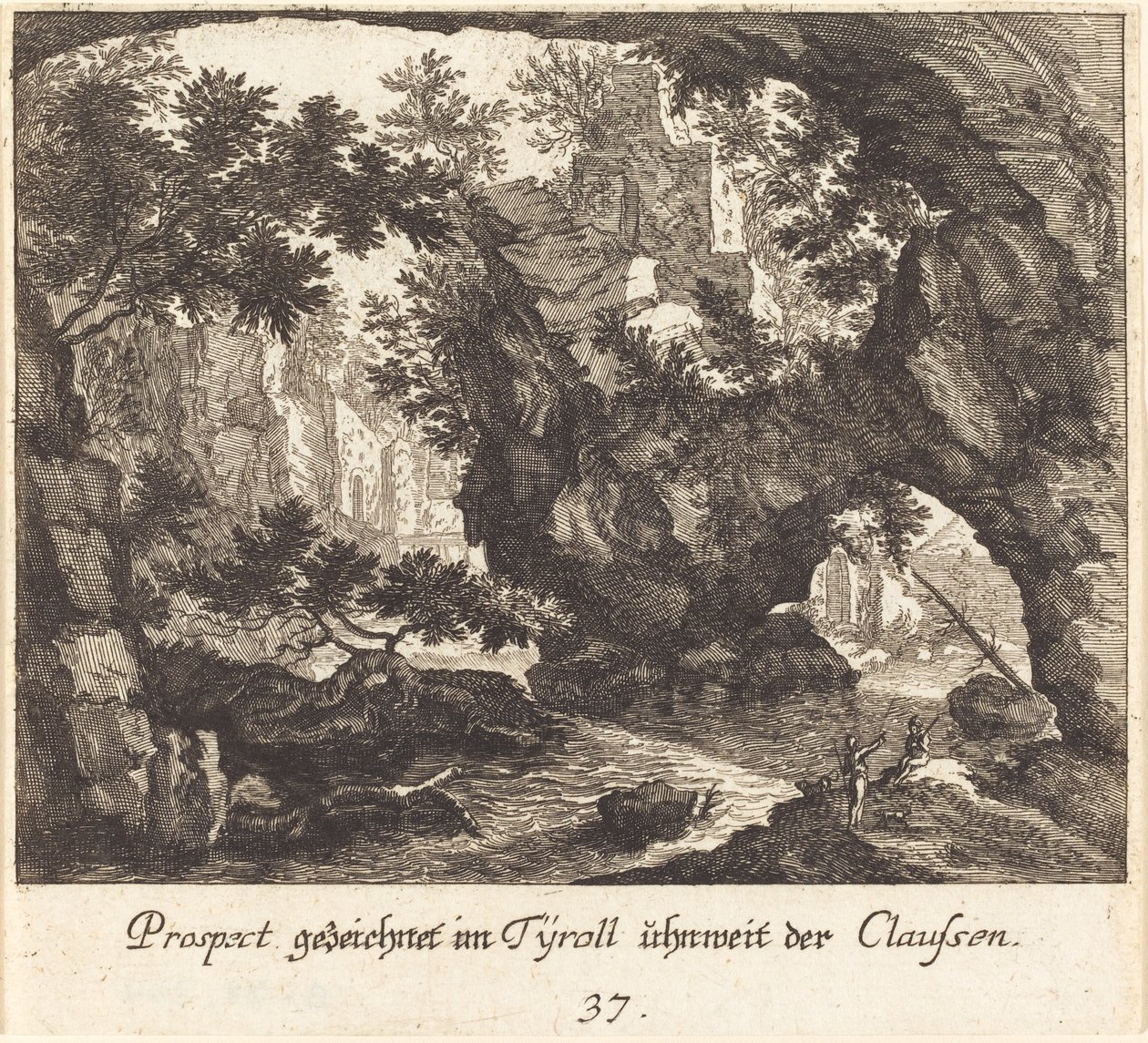 Paisaje Tiroles de Melchior Küsel after Johann Wilhelm Baur