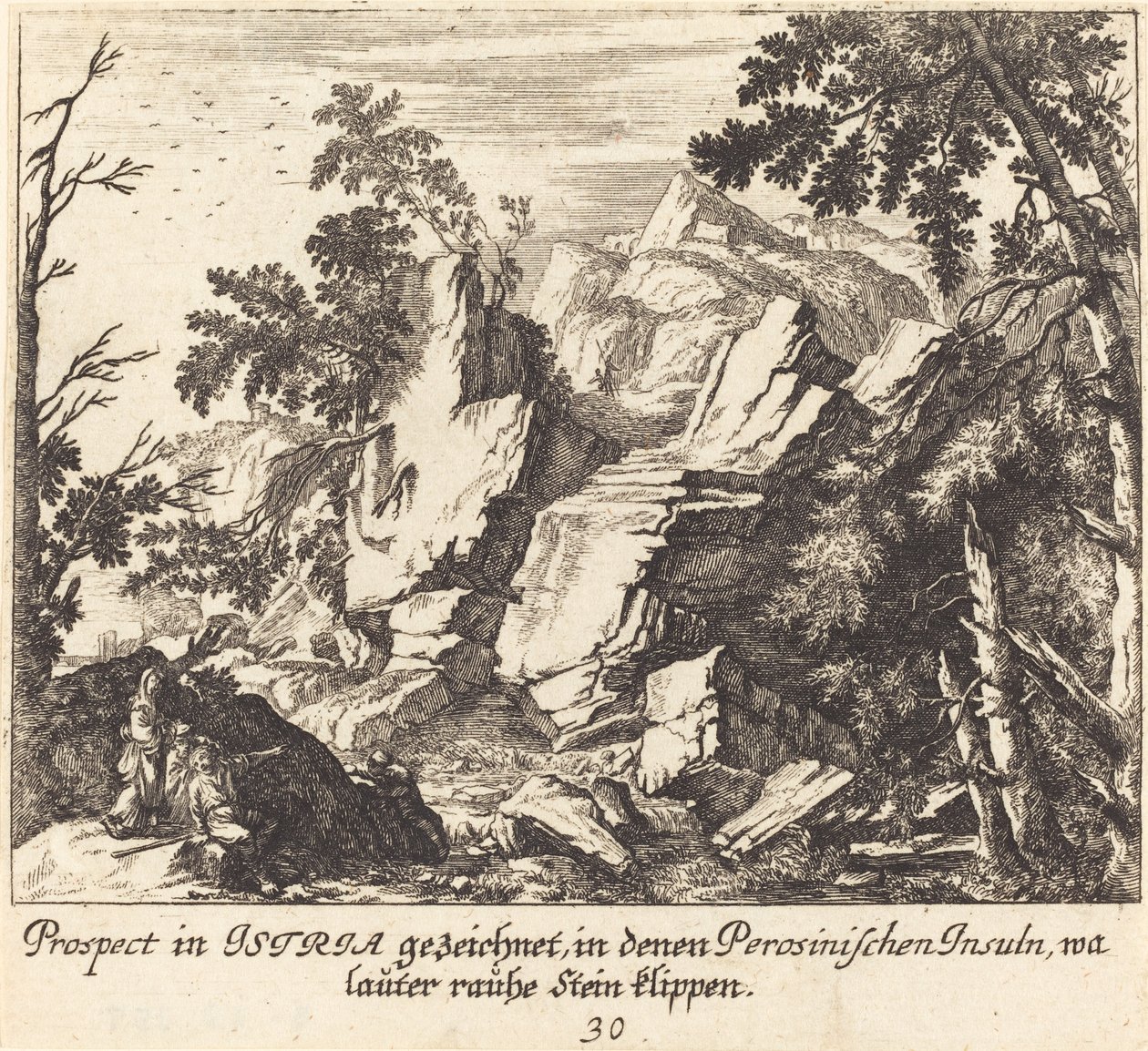 Vista en Istria de Melchior Küsel after Johann Wilhelm Baur