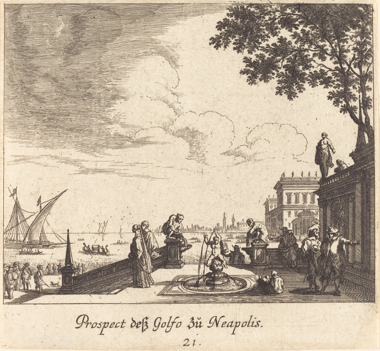 Vista del Golfo de Nápoles de Melchior Küsel after Johann Wilhelm Baur