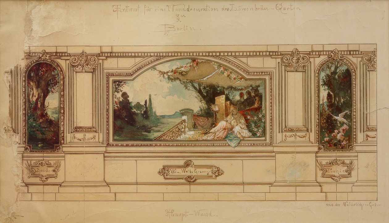 Diseño para una decoración mural del jardín Löwenbräu en Berlín de Melchior Lechter