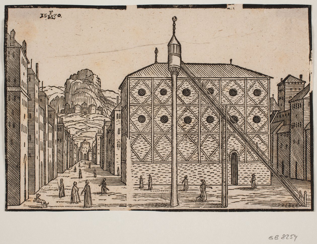 Calle, en Primer Plano Mezquita y Minarete Independiente de Melchior Lorck