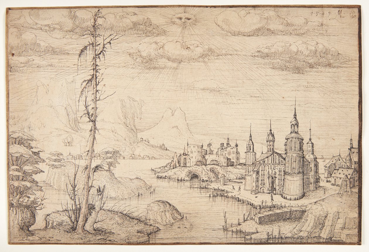 Paisaje con una ciudad de Melchior Lorck
