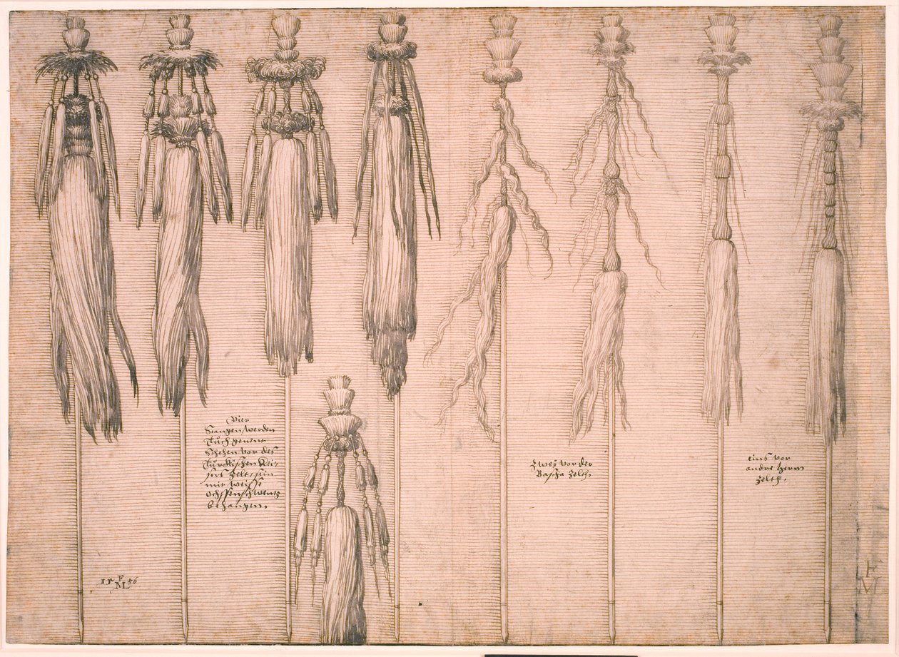 Nueve colas de buey montadas como estandartes de Melchior Lorck