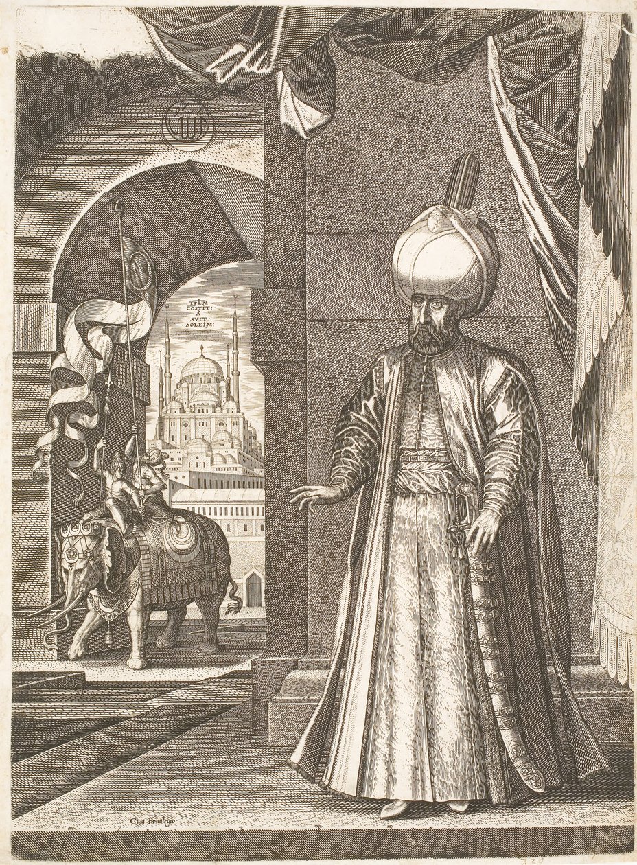 Retrato del Sultán Suleiman el Magnífico (de pie) de Melchior Lorck