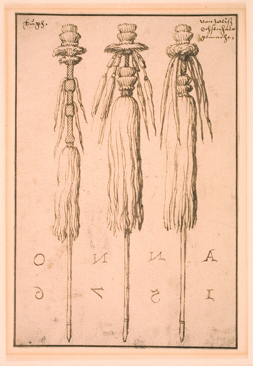 Tres colas de buey montadas como estandartes de Melchior Lorck