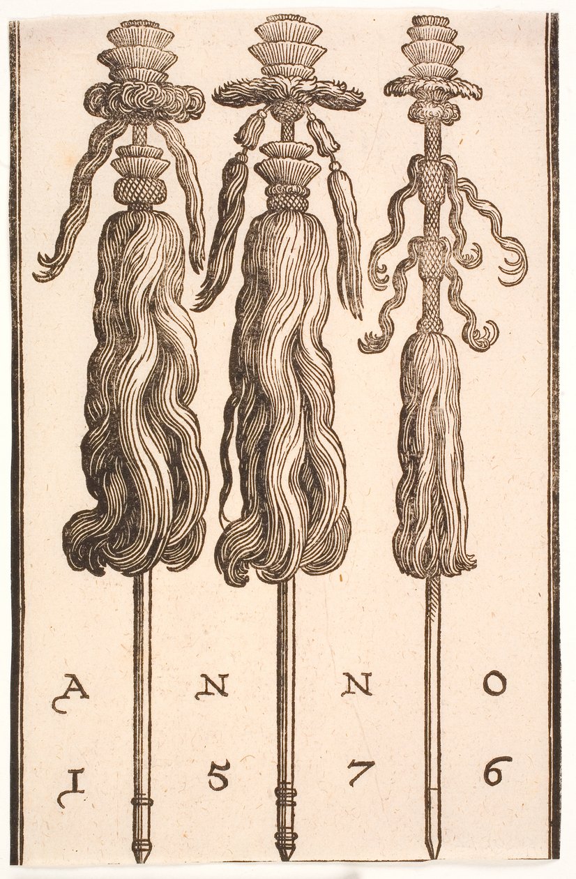 Tres colas de buey montadas como estandartes de Melchior Lorck