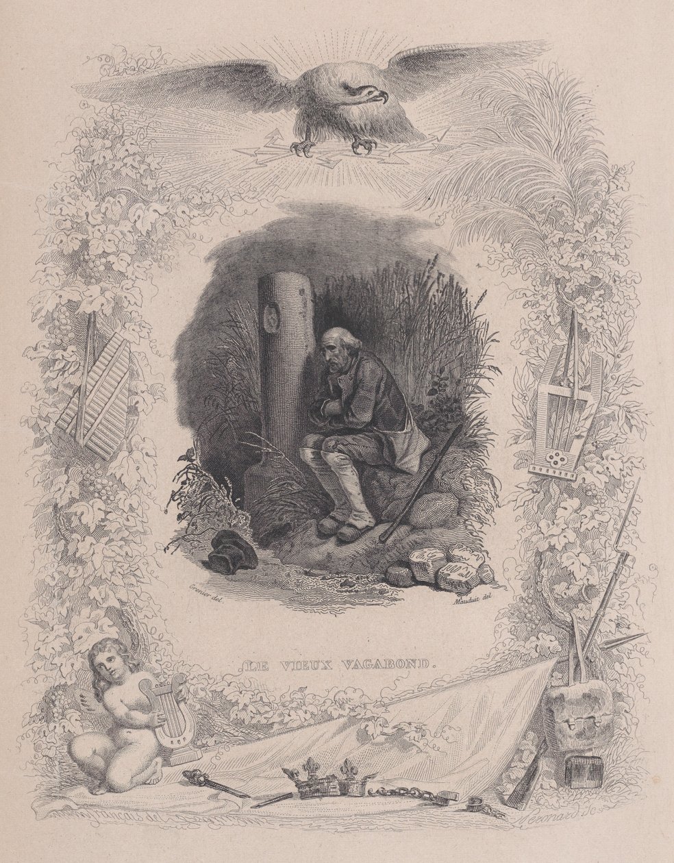 El Viejo Vagabundo, de Las Obras Completas de Béranger, 1829 de Melchior Peronard