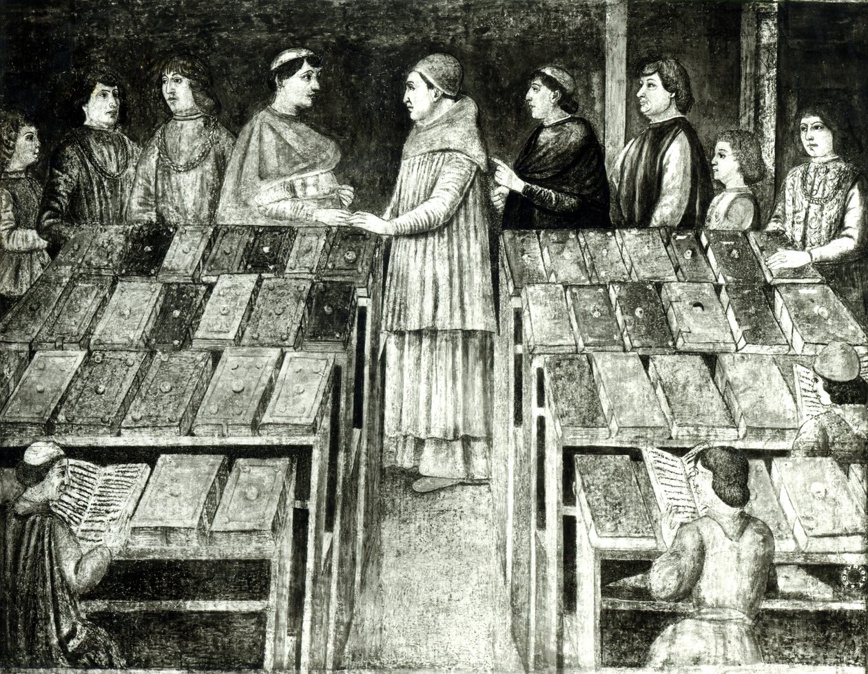 Papa Sixto IV (1414-84) y Platina (1421-81) de Melozzo da Forli school of Melozzo da Forli school of