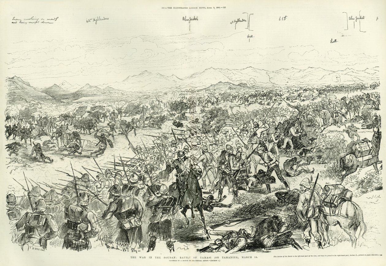 La Batalla de Tamai el 13 de marzo de 1884, 1884 de Melton Prior