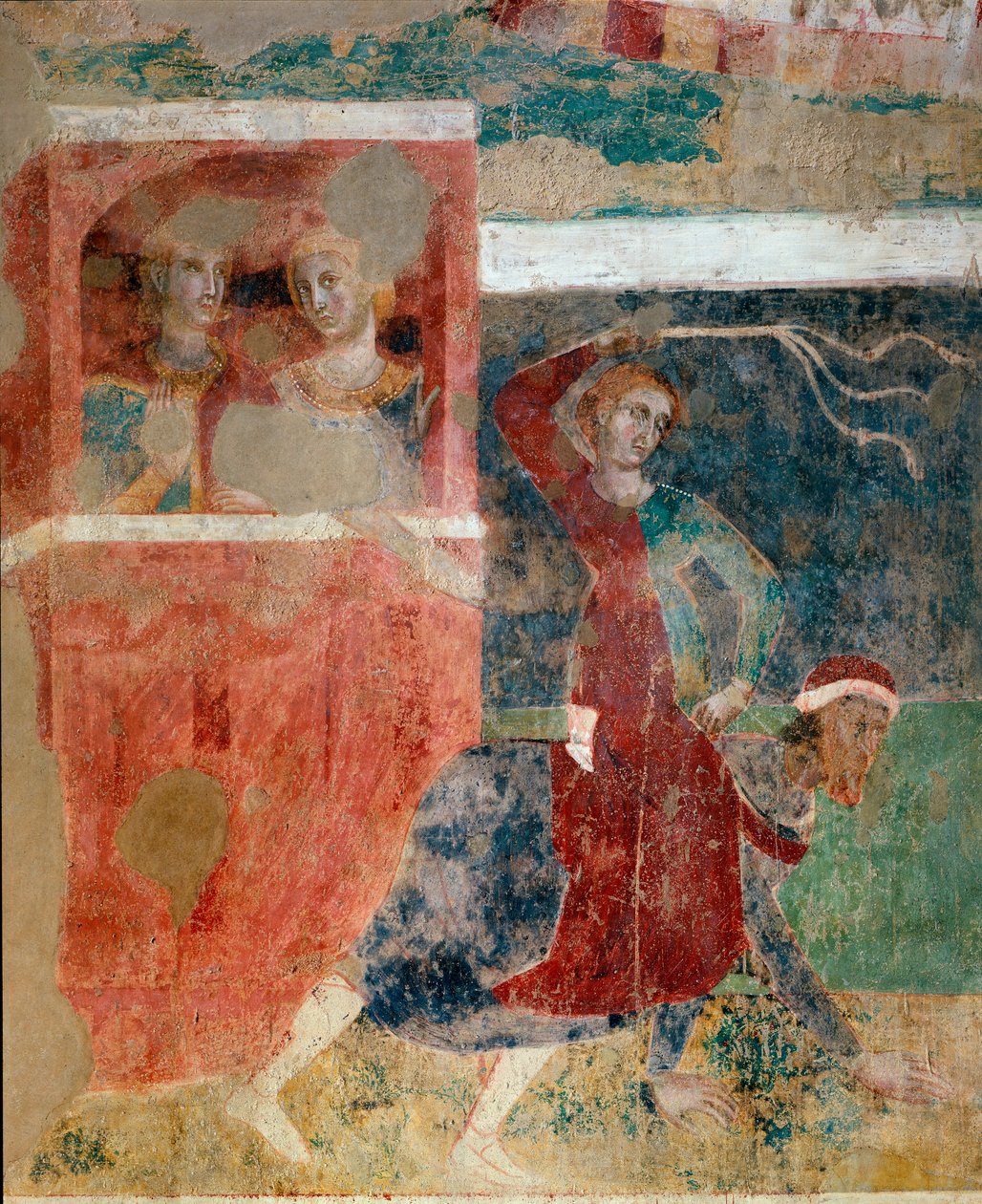 Los avatares de la iniciación de un joven en los misterios del amor, detalle, principios del siglo XIV (fresco) de Memmo di Filippuccio