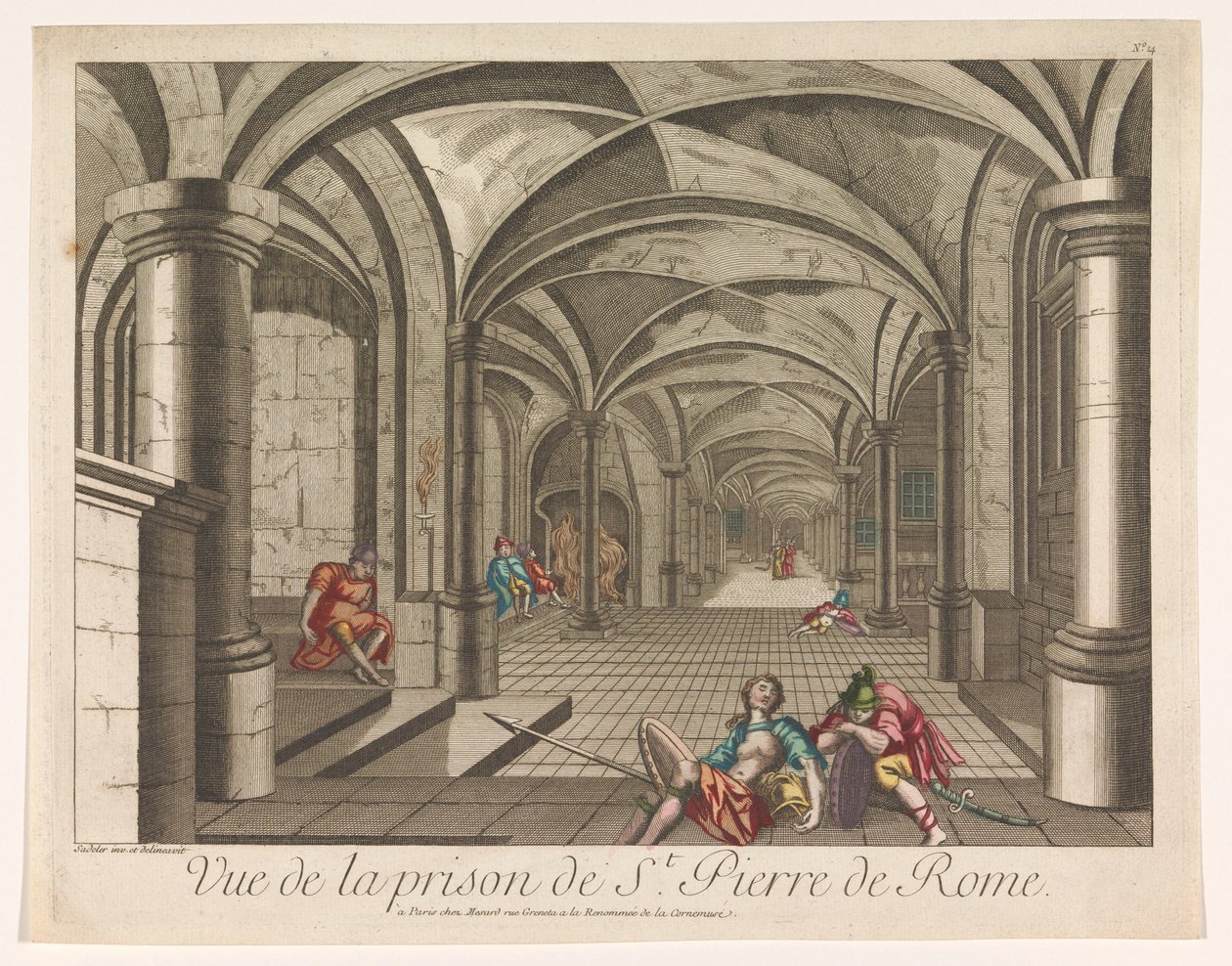 Vista del interior de la prisión mamertina en Roma Vue de la prison de St. Pierre de Rome (título sobre el objeto) de Mesard