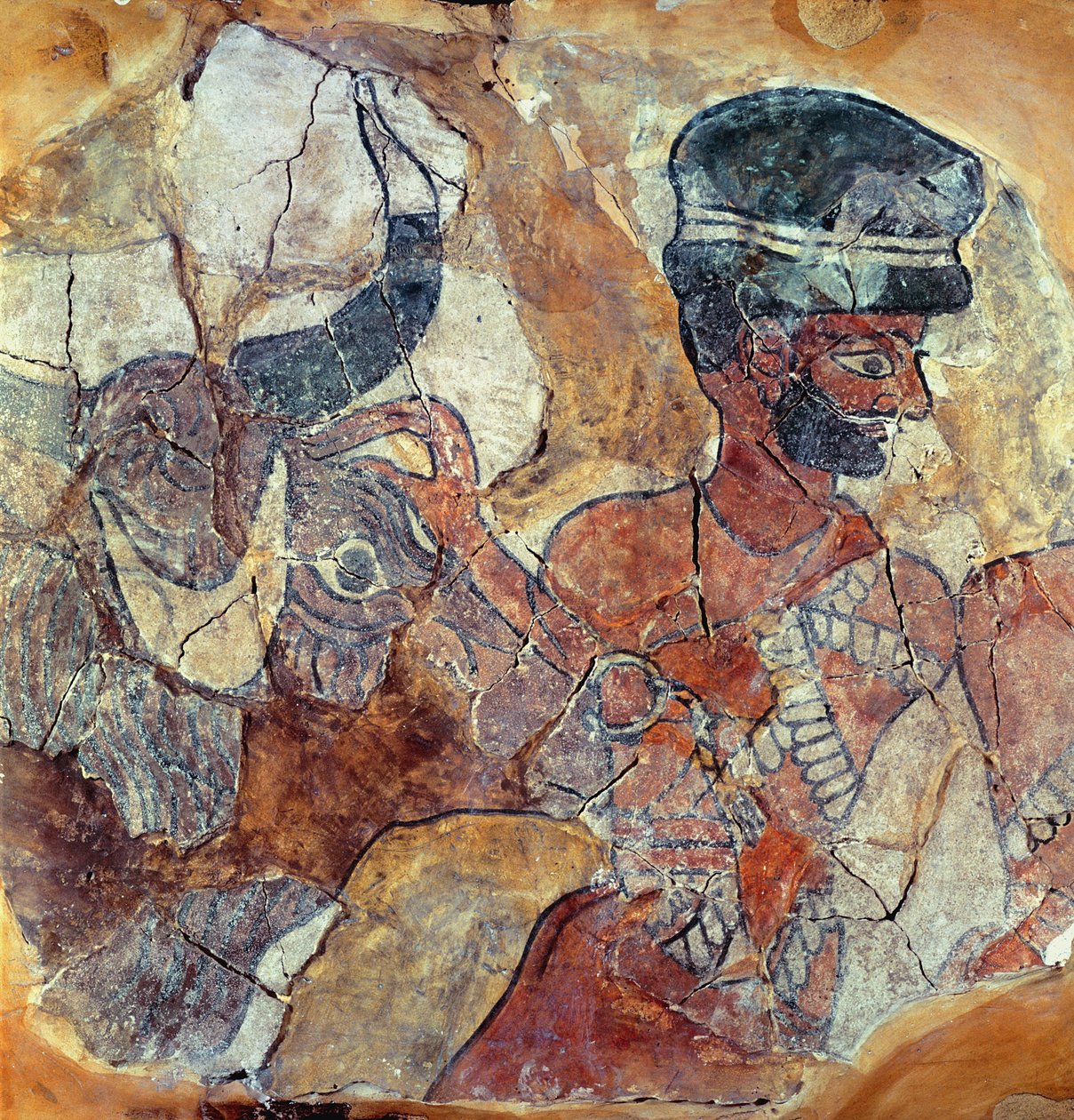 Un sacerdote llevando un toro al sacrificio, del Palacio de Zimri-Lim, Mari, Medio Éufrates de Mesopotamian