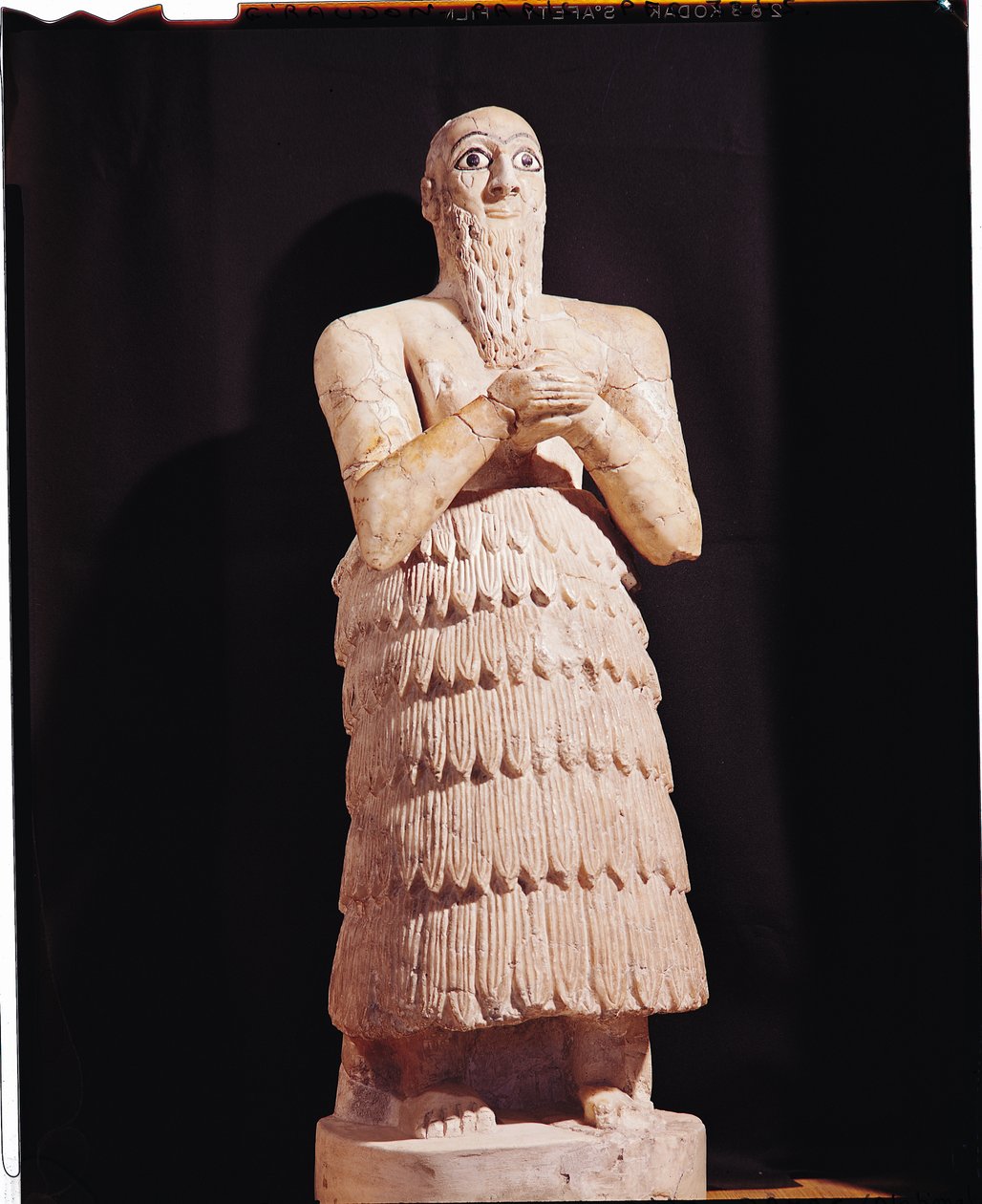 Estatua de Itur-Shamagen, Rey de Mari, en oración, de Mari, Medio Éufrates, 2800-2300 a.C. de Mesopotamian