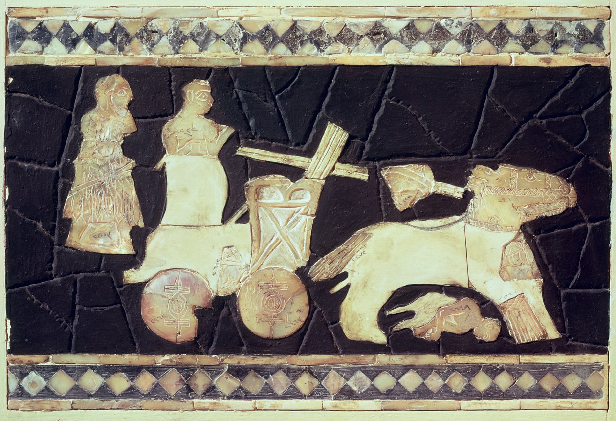 Carro de guerra tirado por dos caballos, 2800-2300 a.C. de Mesopotamian