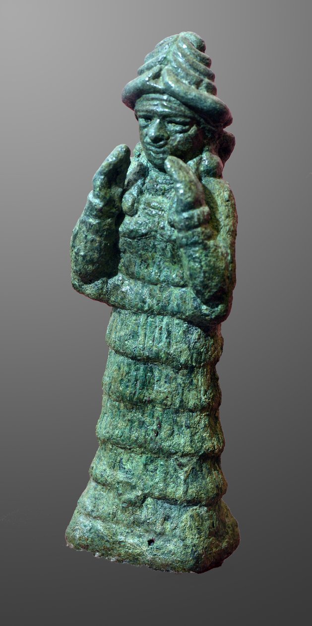Figurilla de bronce de la diosa guardiana LAMA, Mesopotamia c.2035-1794 a.C. de Mesopotamian Mesopotamian