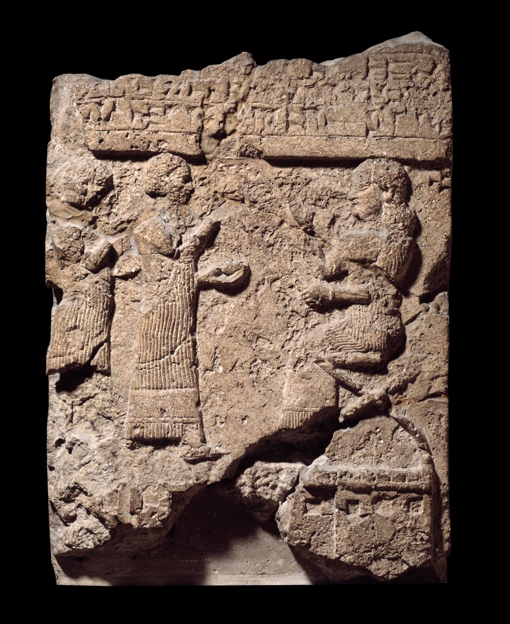 Mesopotamia: relieve de piedra caliza de escribas tomando el botín durante el saqueo de Musasir. del palacio de Sargón II en Khorsabad (Khunsabad). 710 a.C. París, Museo del Louvre de Mesopotamian Mesopotamian