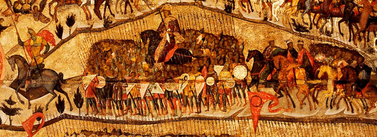 Bendito Sea el Ejército del Rey del Cielo (detalle): Guerreros: Iván IV, Vladímir Monomaj, Vladímir I, Borís y Gleb, 1550s de Metropolitan of Moscow Athanasius