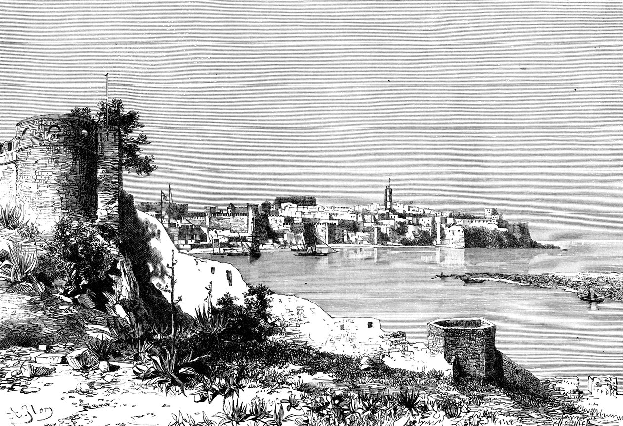 Rabat y la desembocadura del río Bu-Regrag, Marruecos, 1895 de Meunier
