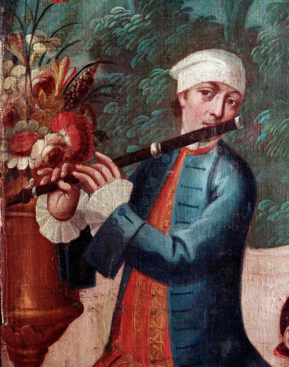 Flautista (detalle) de Mexican School