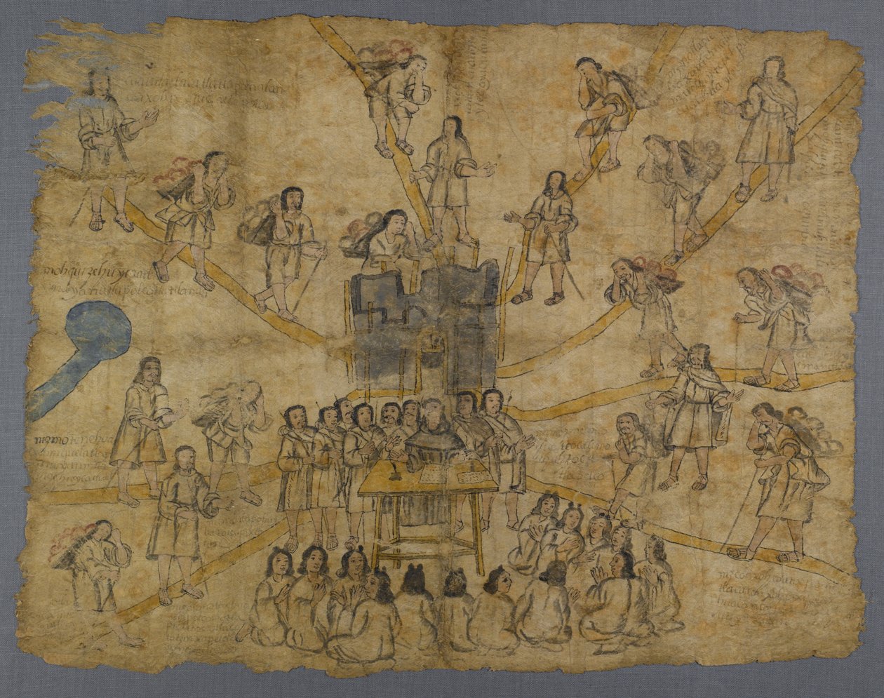 Página del Códice San Pedro Atlapolco, Nahua (tinta y acuarela sobre papel amate) de Mexican School