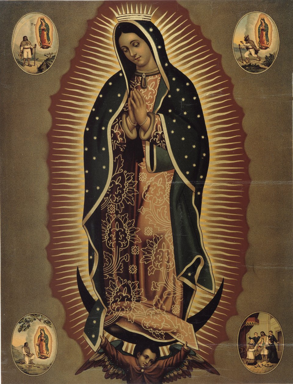 Representación de la Virgen de Guadalupe, patrona de México Impresión del siglo XX. Dim. 51x39 cm Museo del Valle, Barcelonnette (Alpes de Alta Provenza) de Mexican School