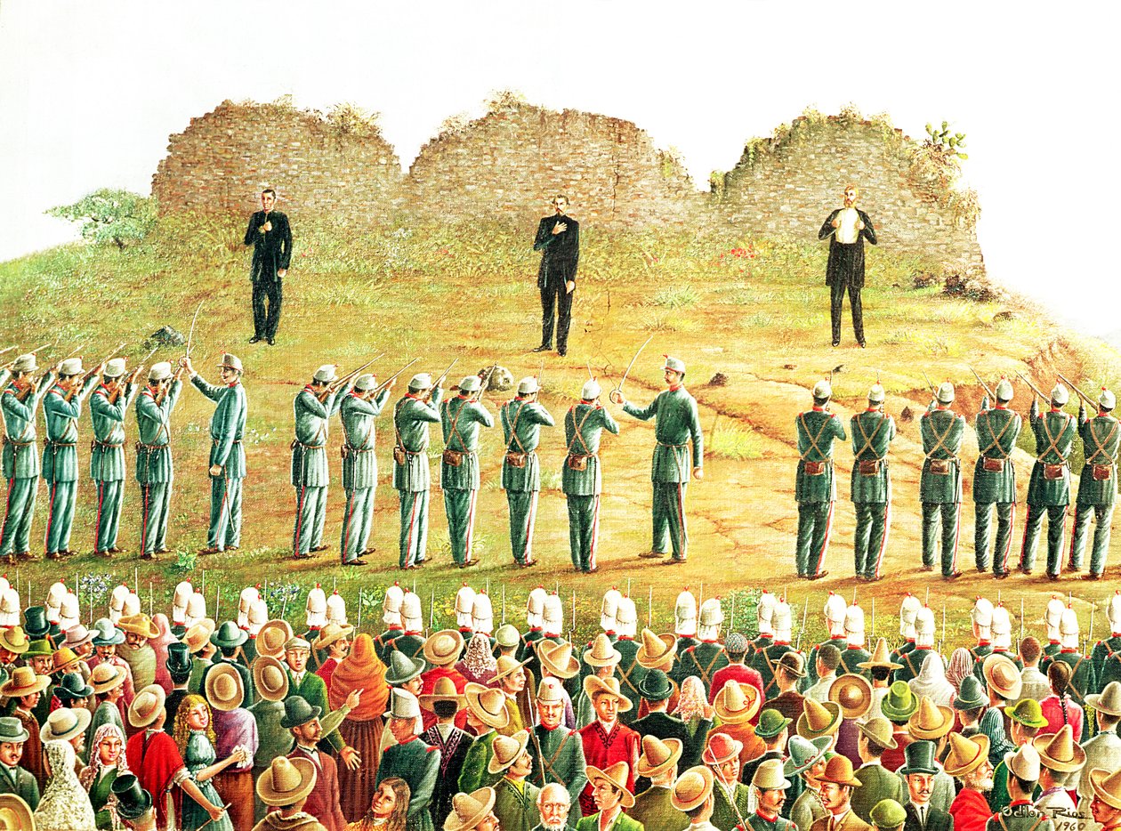 La ejecución de Maximiliano I (1832-67) (óleo sobre lienzo) de Mexican School