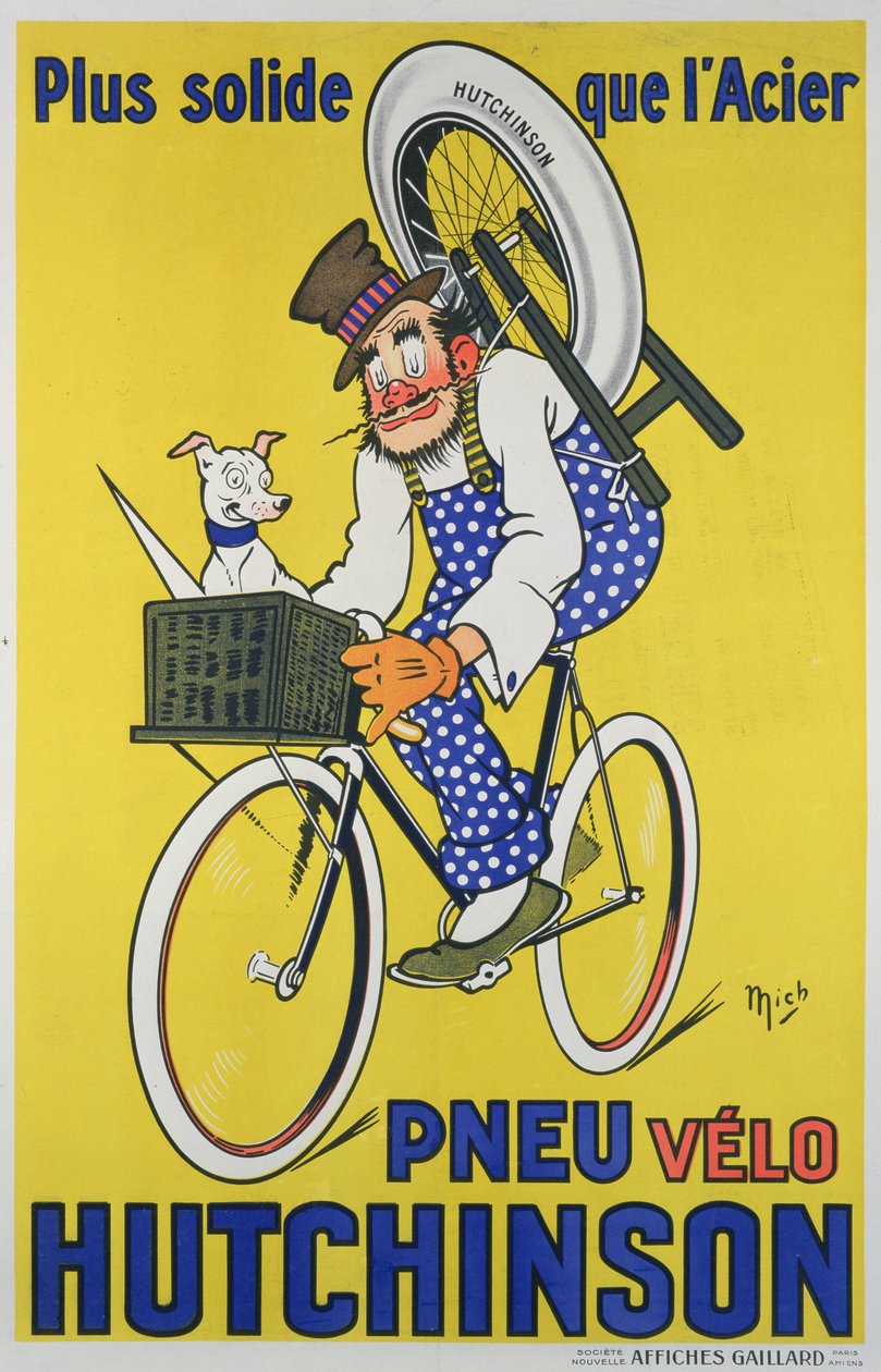 Póster publicitario de neumáticos para bicicletas Hutchinson de Mich