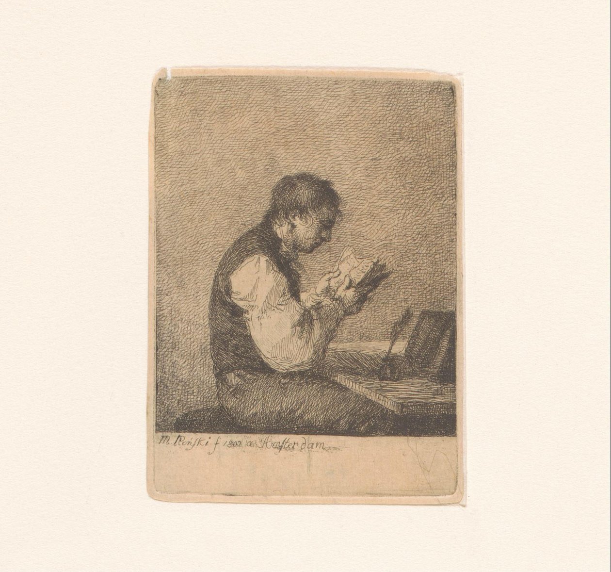 Hombre leyendo en un escritorio
Catorce grabados de Michał Płoński (título de la serie) de Michał Płoński